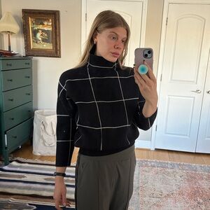 Checkered Turtleneck Sweater size M